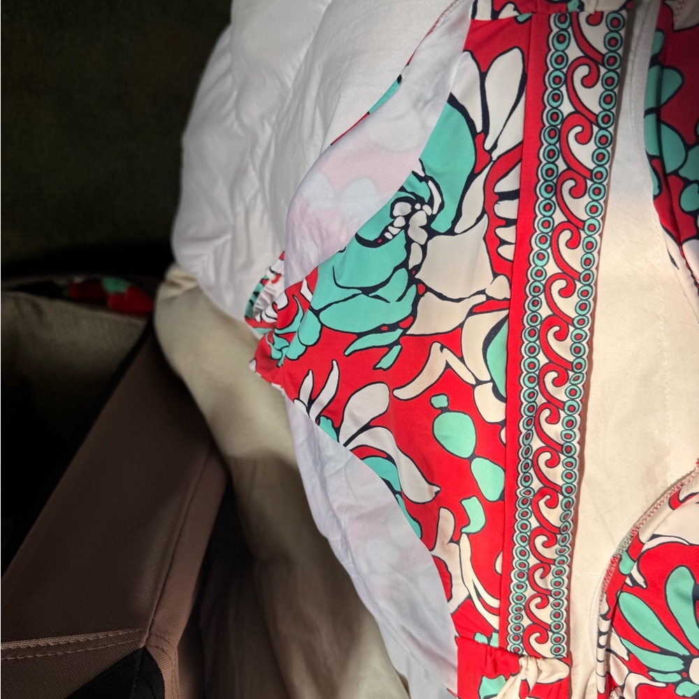Trina Turk New never worn no tags  Red and aqua blue  Bikini top and bottom set - Picture 5 of 9